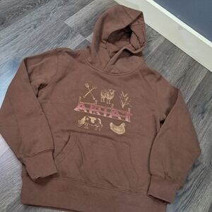 Ariat Girls - Ranch Collections Brown Hooded Sweatshirt Size Small